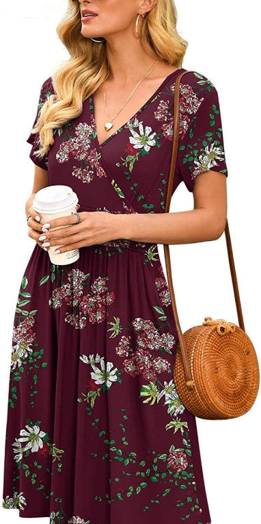 Ruffle Floral Dress Women Long Sleeve A Line Dresses