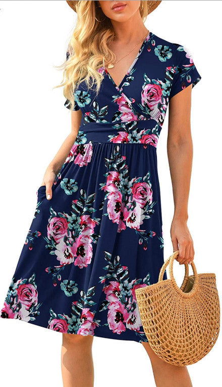 Ruffle Floral Dress Women Long Sleeve A Line Dresses